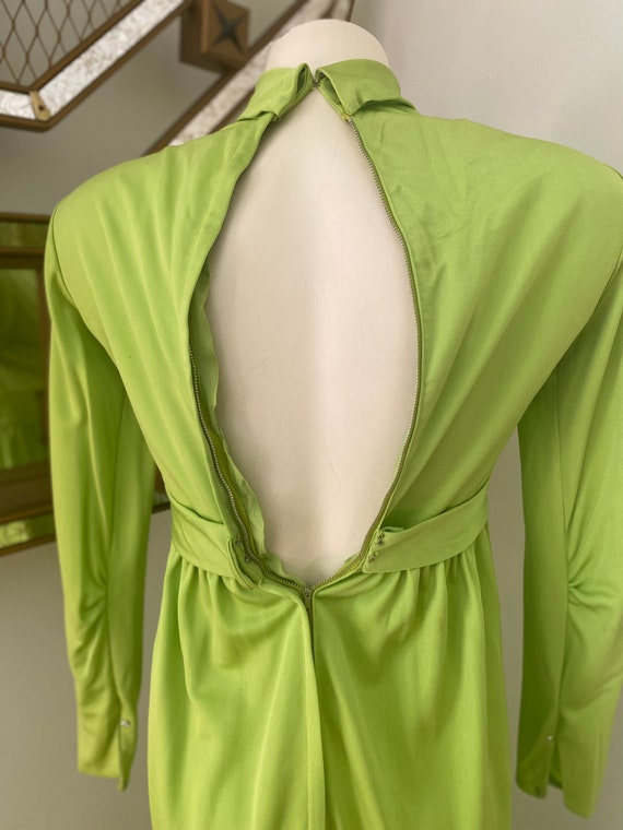 Vintage 70s Maxi Green Butterfly Dress - image 4