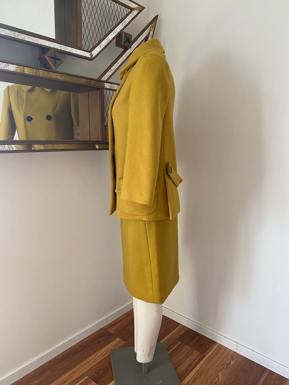 60s Mustard Wool Jacket Skirt Suit - image 5