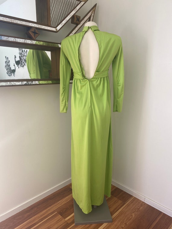 Vintage 70s Maxi Green Butterfly Dress - image 3