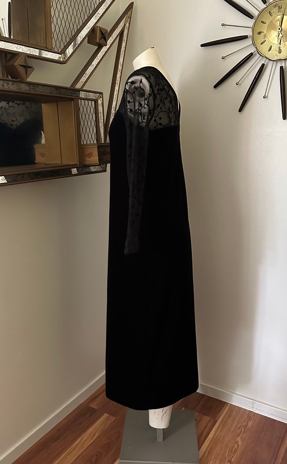 Vintage 90s Y2K Velour Black Maxi Evening Dress - image 4