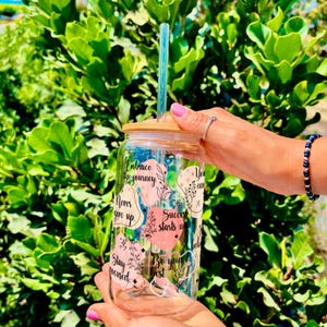 Daily Positive Affirmation Reminders Sipper Glass, Best friend gifts, Mental health awareness Self love Gift Self Care, Sipper Glass 16 oz