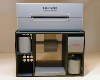 Universele thermische labelprinterstandaard met opbergruimte (3D-geprint)