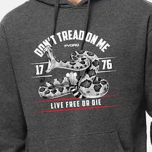 Live Free or Die 1776 Hoodie Don&#39;t Tread On Me Sweatshirt Gadsden Flag 2nd Amendment USA Patriotic T Shirt Conservative Pullover Hoodie