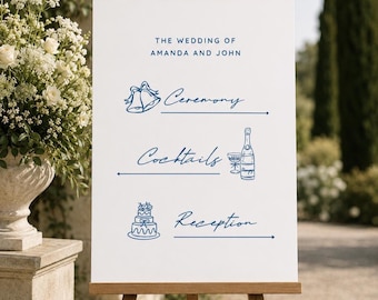 Hand-drawn Direction Wedding Seating Sign Wedding Seating Chart Beach Wedding Welcome Sign  Printable Download Sign