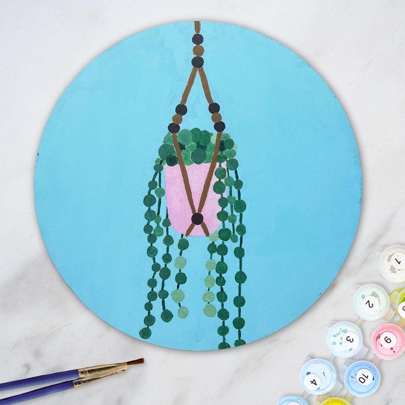 String of Pearls Handmade Paint by Numbers Kit 12 Round Wooden Board