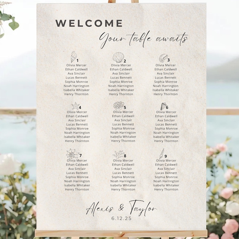 Coastal Wedding Seating Sign Bundle New England Wedding Seating Chart ...