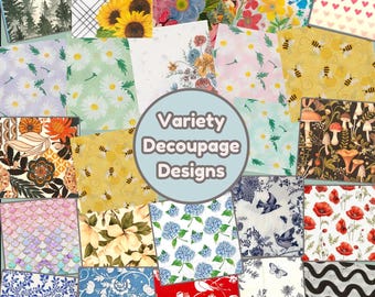 Shell Decoupage Designs Napkin Assortment Variety Pack Collage Paper Shell Decorations Decoupage Paper for Furniture Arts and Crafts Paper