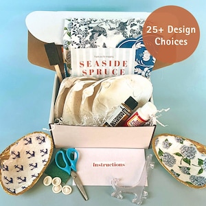 DIY Clam Shell Decoupage Set of 4 Kit for Crafting Party Beach Shell Art Kit Group Bonding Activity for Family and Friends Giftable Package