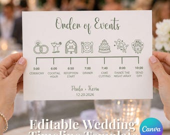 Order of Events Wedding Schedule Template Printable Wedding Planner Digital Wedding Timeline Bridal Event Organizer Elegant PDF Schedule