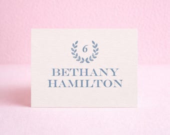 Vintage Grape leaf Personalized Wedding Name Cards - Seating Cards Preppy Classy Country Club Style Trendy Event Decor Old Money Event Cards