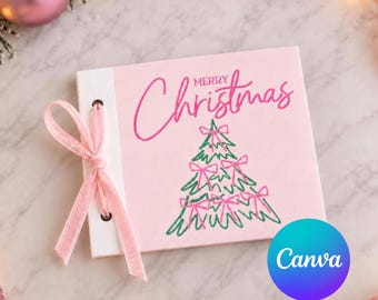 Custom Christmas Gift Card Holder Template | Pink Christmas Tree Printable | Editable Canva Gift Card Booklet | Personalizable Gift Card