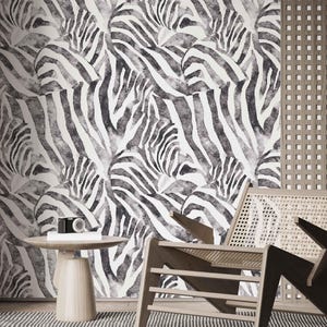 Hand watercolor painting zebra Animal print wallpaper mural, Modern Animal Print for livingroom, Soft Abstract watercolor pattern wallpaper