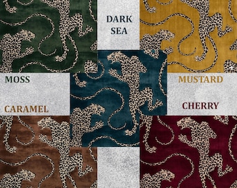 Papier peint art déco guépard bondissant exotique maximalisme Safari Chic