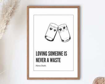 Nana Anime Strawberry Glass Minimal Poster Wall Art 18x24in