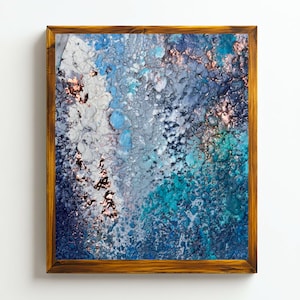 Textured Coastal Abstract Art Print: Blue, Gray, and Gold (Digital Download)