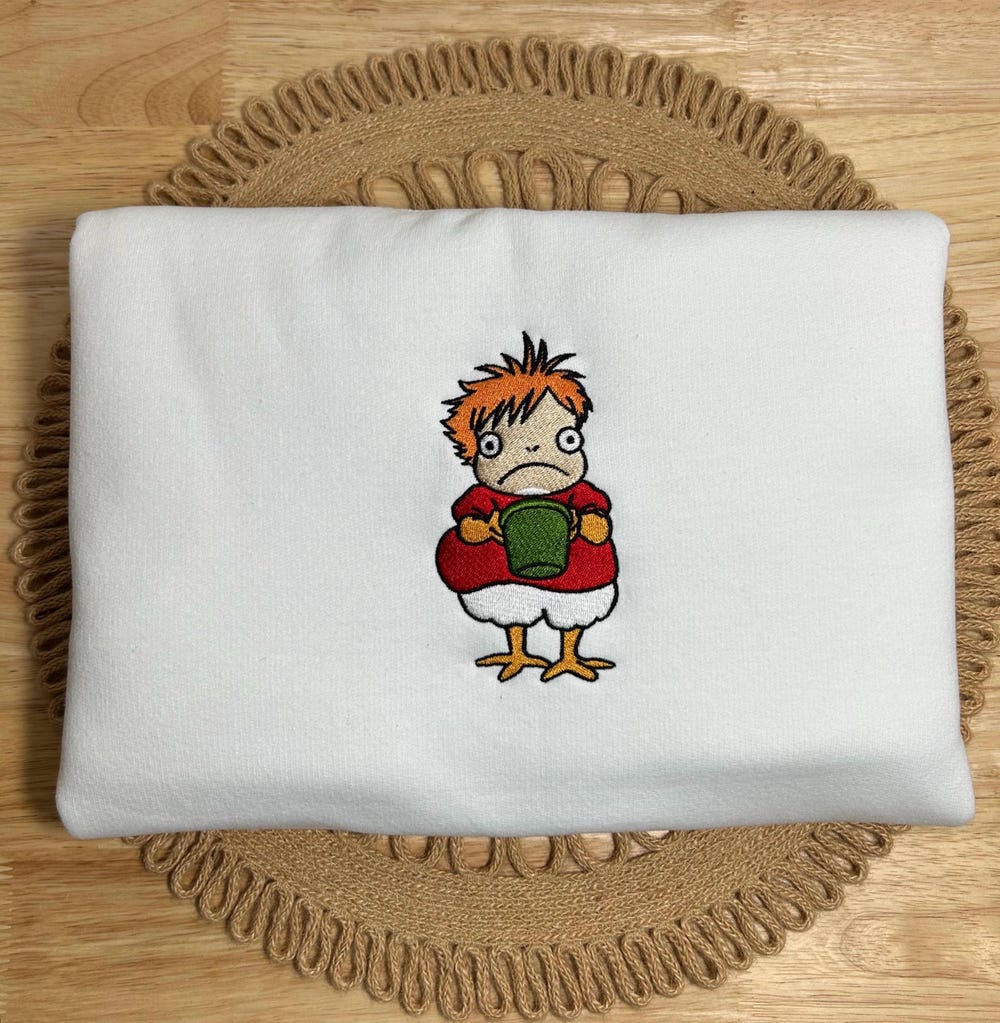 Ponyo Embroidered Unisex Crewneck Sweater | Anime | Studio Ghibli | Ponyo Anime T-Shirt Gift | Ponyo Gift | Anime Sweater | Ponyo Sweater Onlytee