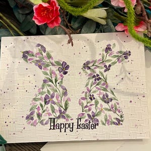 Hermosa tarjeta de acuarela pintada a mano. Pascua, día de la madre, cumpleaños, ocasión especial del día del padre, San Valentín, flores, Navidad.