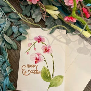 Hermosa tarjeta de acuarela pintada a mano. Pascua, día de la madre, cumpleaños, ocasión especial del día del padre, San Valentín, flores, Navidad.