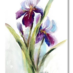 Purple Iris Watercolor Painting-Original Floral Art on Paper