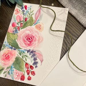 Hermosa tarjeta de acuarela pintada a mano. Pascua, día de la madre, cumpleaños, ocasión especial del día del padre, San Valentín, flores, Navidad.