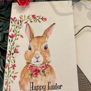Hermosa tarjeta de acuarela pintada a mano. Pascua, día de la madre, cumpleaños, ocasión especial del día del padre, San Valentín, flores, Navidad.