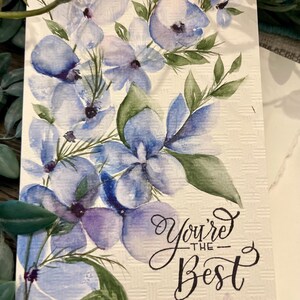 Bellissimo biglietto d'auguri dipinto a mano con acquerello. Pasqua, festa della mamma, compleanno, festa del papà, occasioni speciali, San Valentino, fiori, Natale