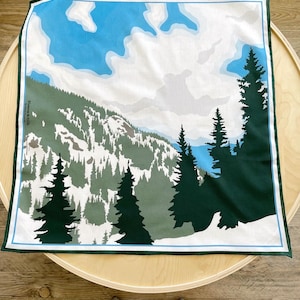 Winter Mountains Pima Cotton Lawn 22” Square Scarf