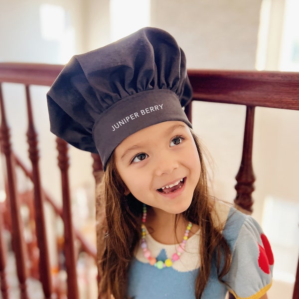 Linen or Cotton Kids Chef's Hat, Custom text option