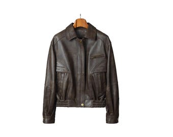 90's 00's Y2K GAP Black Leather Bomber Jacket • Women's S/XS Youth