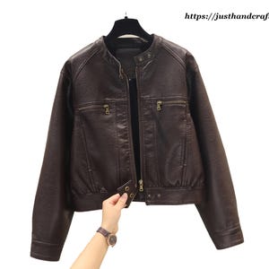 Blouson en cuir pour femme Blouson en cuir de mouton 100 % fait main Blouson de motard en cuir fait main pour femme Blouson en cuir de mouton doux, chaud, léger et durable
