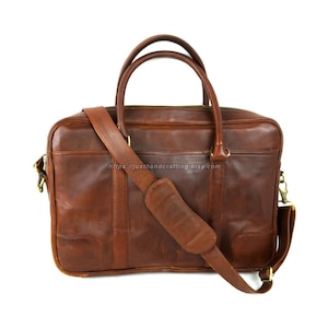 Sac de bureau pour ordinateur portable 15" Crazy Horse en cuir véritable sacoche pour documents en cuir fait main sacoche pour ordinateur portable Apple MacBook pro et MacBook air