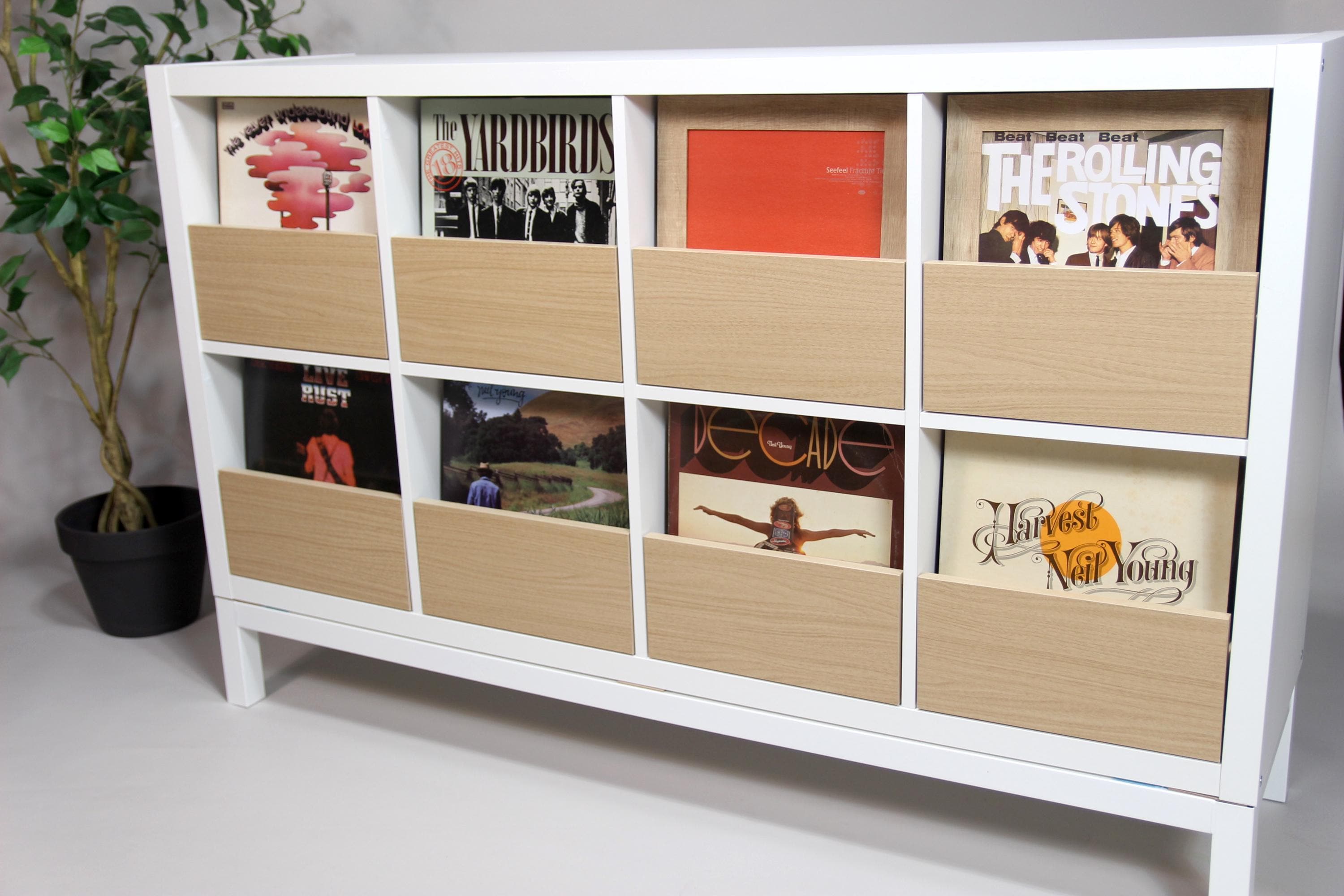 Almacenamiento de discos de vinilo para Kallax de IKEA: cajones DIY, armario para discos de vinilo | Truco minimalista para tu música favorita en tocadiscos, caja de inserción de DJ, expositor