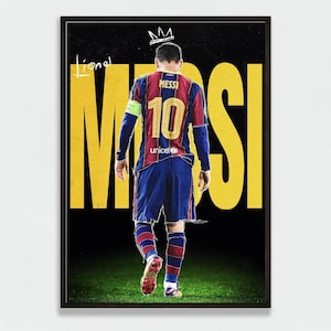 Lionel Messi Football Poster - Soccer Wall Art Print -  Vintage Style Messi GOAT Poster - Soccer Fan Gift