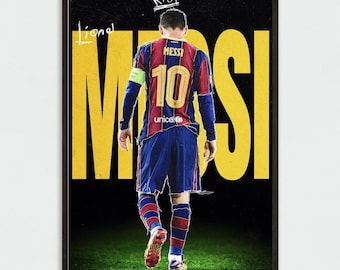 Lionel Messi Football Poster - Soccer Wall Art Print -  Vintage Style Messi GOAT Poster - Soccer Fan Gift
