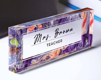 Teacher Name Plate | Custom Desk Plate | Acrylic Name Plate | Desk Plaque | Custom Teacher Name Plaque | Teacher Gifts
