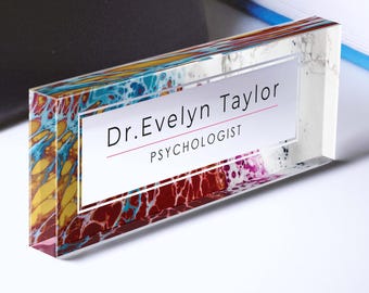 Personalized Office Desk Plate | Acrylic Name Plate | Desk Plaque | Custom Office Decor | Teacher Name Plate | Psychologist Name Plate