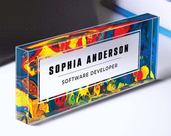 Desk Plaque | Personalized  Acrylic Name Plate | Custom Office Desk Decor | Acrylic Name Plate | Teacher Name Plate