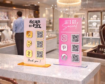 Custom QR Code Sign, Acrylic Payment Display for Business
