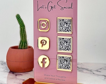 Custom Acrylic Multi QR Code Social Media Business Sign