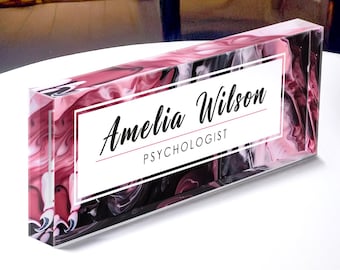 Custom Desk Name Plate | Acrylic Name Plate | Desk Plaque | Custom Office Decor | Teacher Name Plate | Psychologist Name Plate