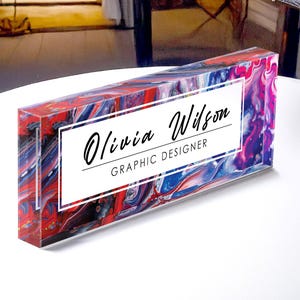 Custom Acrylic Name Plate | Desk Plaque | Personalized Office Desk Decor | Name Plaque| Teacher Name Plate | Coworker Gift