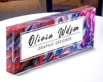Custom Acrylic Name Plate | Desk Plaque | Personalized Office Desk Decor | Name Plaque| Teacher Name Plate | Coworker Gift