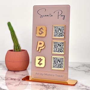 Multi QR Code Business, SELECT Instagram Facebook Zelle Cashapp Google Social Media Sign, Salon Sign, Beauty Sign, Let&#39;s Get Social, 4.5x9