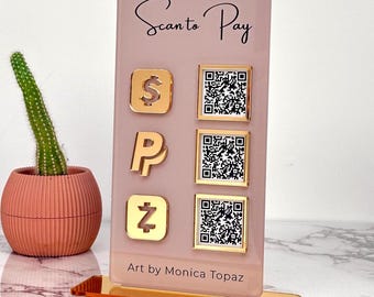 Enseigne commerciale acrylique personnalisée avec code QR, présentoir de paiement pour réseaux sociaux