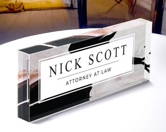 Lawyer Office Desk Name Plate | Acrylic Name Plate | Desk Plaque | Custom Office Decor | Professional Acrylic Desk Plaque for Attorneys