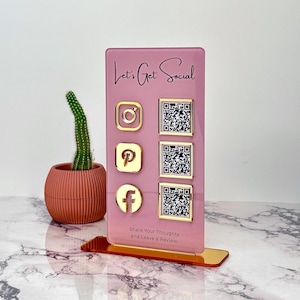 Custom Acrylic Multi QR Code Social Media Business Sign