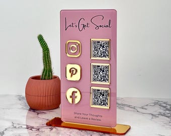 Enseigne publicitaire acrylique personnalisée multi-codes QR pour médias sociaux