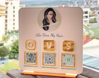 Custom Acrylic QR Code Sign, Social Media Scan To Pay, Business Logo, Nail Salon