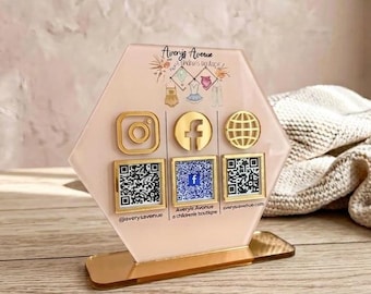 Custom Acrylic QR Code Sign, Social Media Scan To Pay, Business Logo, Nail Salon