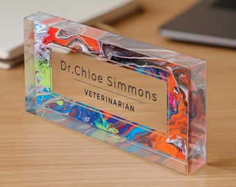 Veterinarian Desk Name Plate  – Personalized Acrylic Name Plaque | Modern Desk Plaque for Creative Workspaces  | Acrylic Name Plate